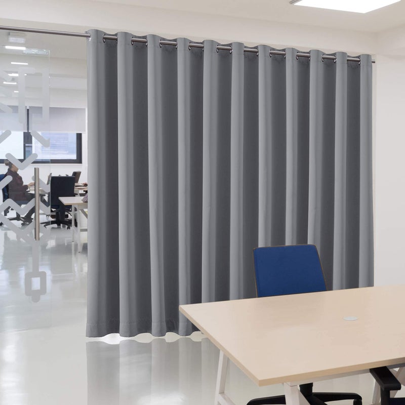 bluCOASTLINE Room Divider Multi-Scenario Blackout Curtains - Noise Reducing Thermal Insulated Space Saver for Offices Dorms Apartments Home Theaters Partition Curtain, 15ft W x 8ft L, Grey, 1 Panel - Image 1